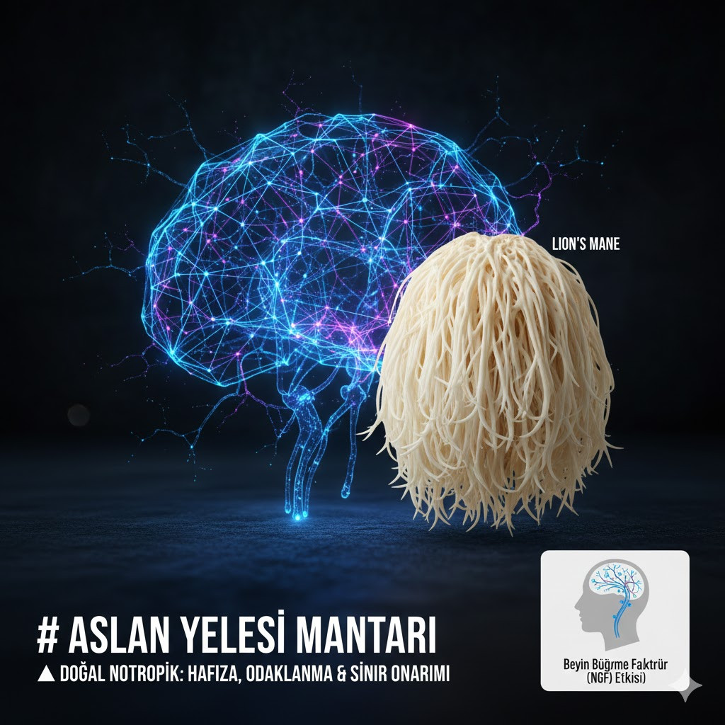 aslan yelesi mantarı faydaları beyin fonksiyonlarına etkisini gösteren görsel