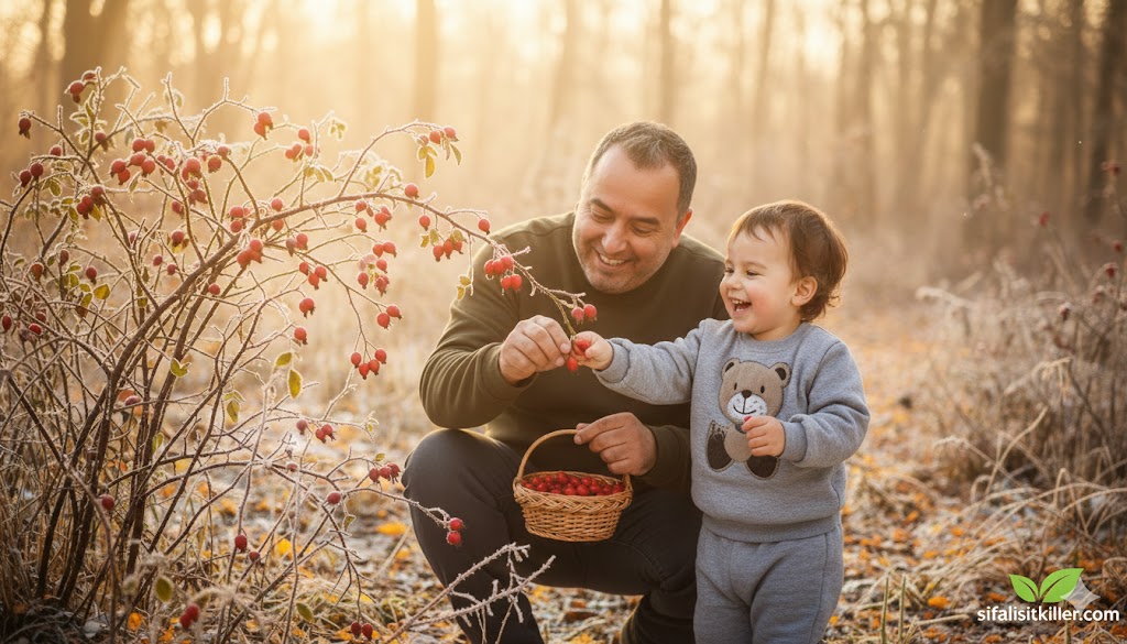 Doğada dalında duran taze kuşburnu meyveleri ve kuşburnu nedir sorusuna yanıt veren şifalı bitki detayları.