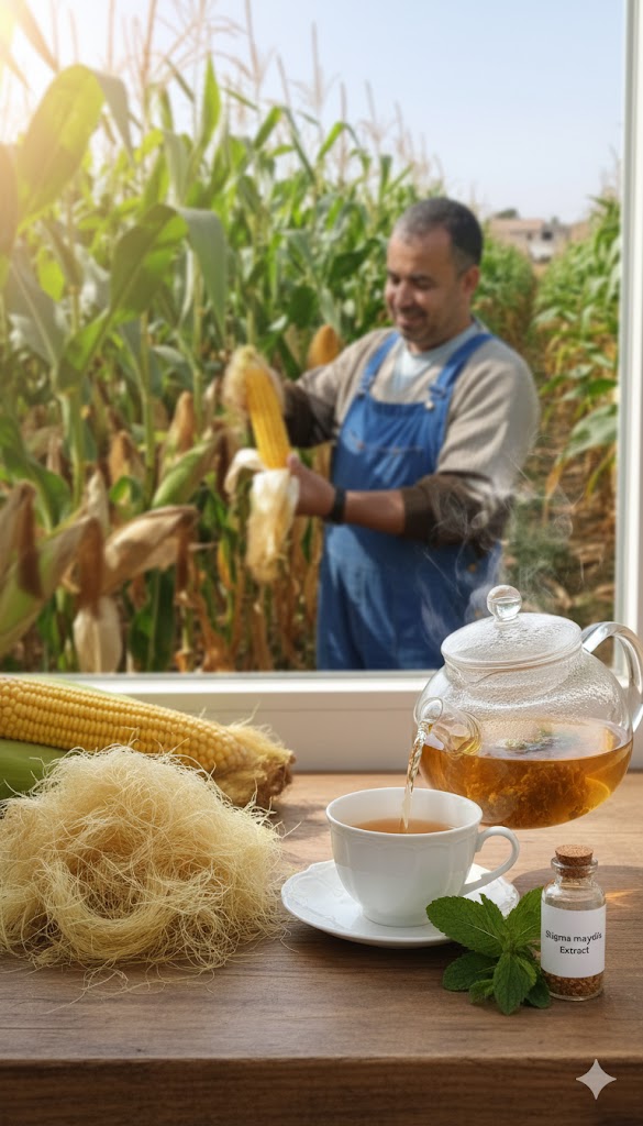 Mısır püskülü neye iyi gelir sorusuna yanıt veren; mısır tarlasında hasat edilen taze mısır püskülleri ve şifalı bitki detayları.