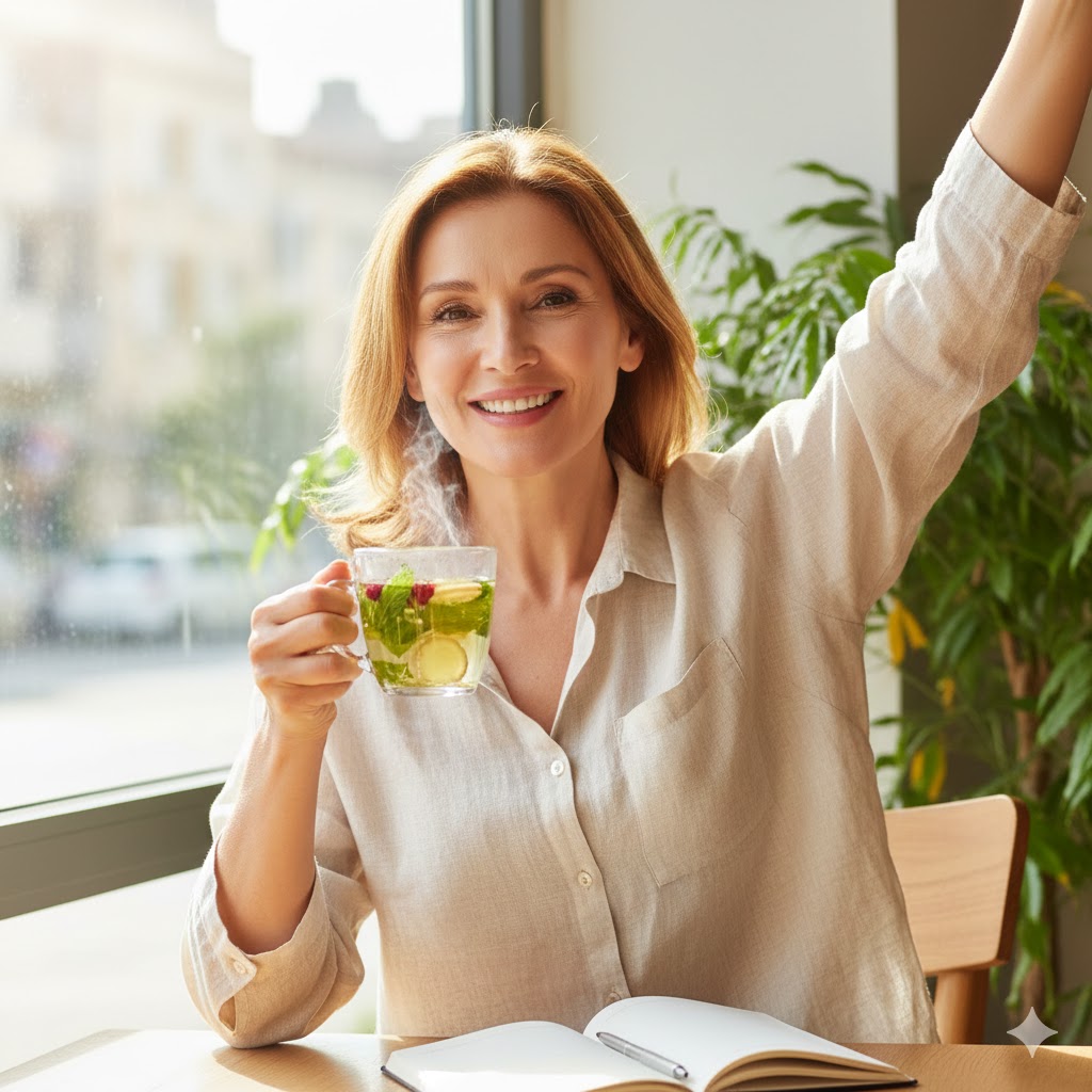 Gençlik iksiri bitki çayları: Cam demlikte demlenen taze bitkiler, zencefil, zerdeçal ve hibiskus ile hazırlanan yaşlanma karşıtı doğal çay reçeteleri