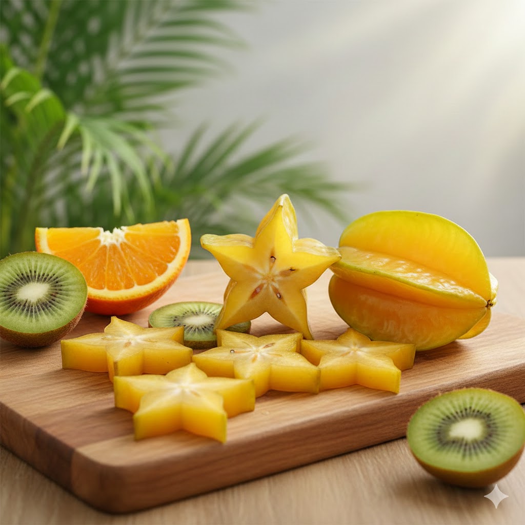 Yıldız meyvesinin faydaları nelerdir, kivi ve portakal ile C vitamini bombası meyve tabağı